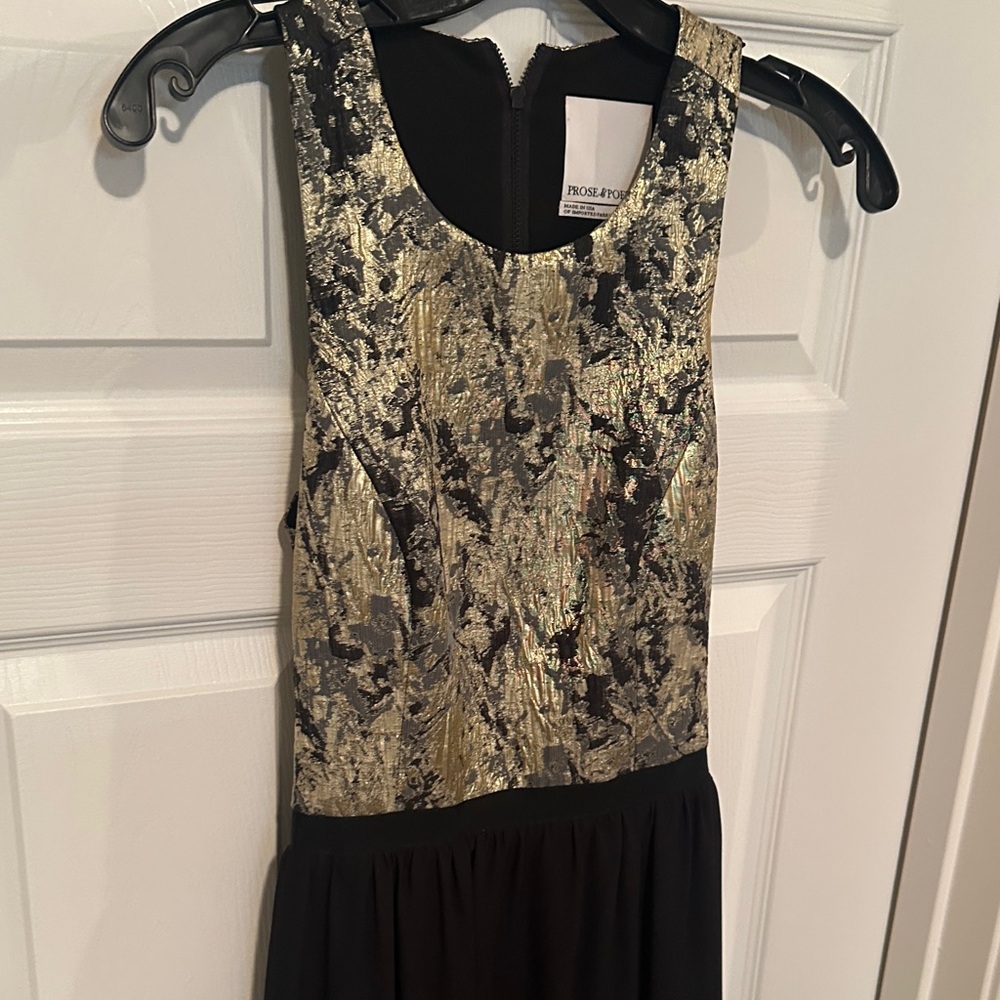 Gold and Black Sleeveless Dress